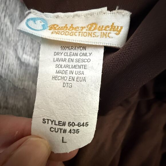 Rubber Ducky Productions 100% Rayon Brown Halter Maxi Dress Made in USA - Picture 5 of 5